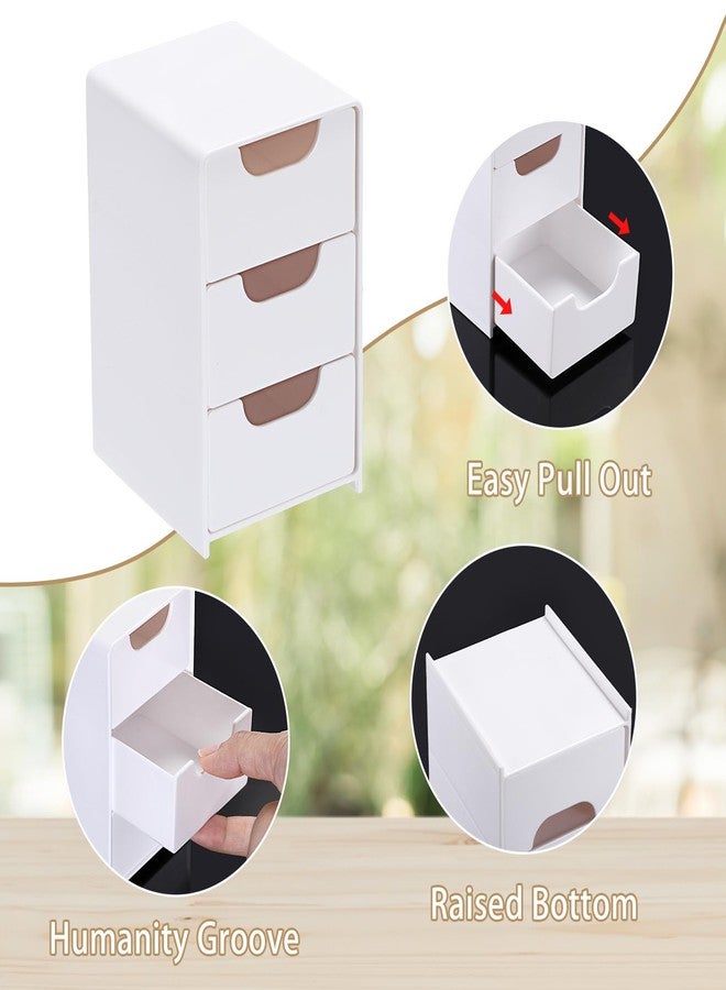 BTSKY 1 Pack Small Acrylic Storage Organizer with Drawers, 3-Layer White Desktop Organizer for Office Supplies Mini Storage Box with Drawers for Desk, Desktop Makeup Drawer Jewelry Storage Box - Image 4